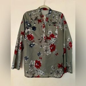 Floral long sleeve or button 3/4 sleeve